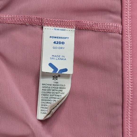 Old Navy Active Powersoft Go Dry Sports Bra Pink 42DD Zip Front Adj Wireless Pad - Picture 10 of 11